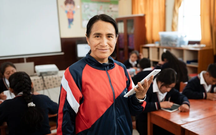 Docente en una escuela de Perú. Docente en una escuela de Perú.